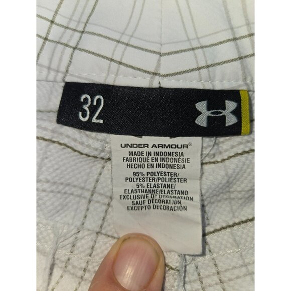 Under Armour Mens White Lightweight Plaid Golf Shorts 32 - Picture 3 of 7